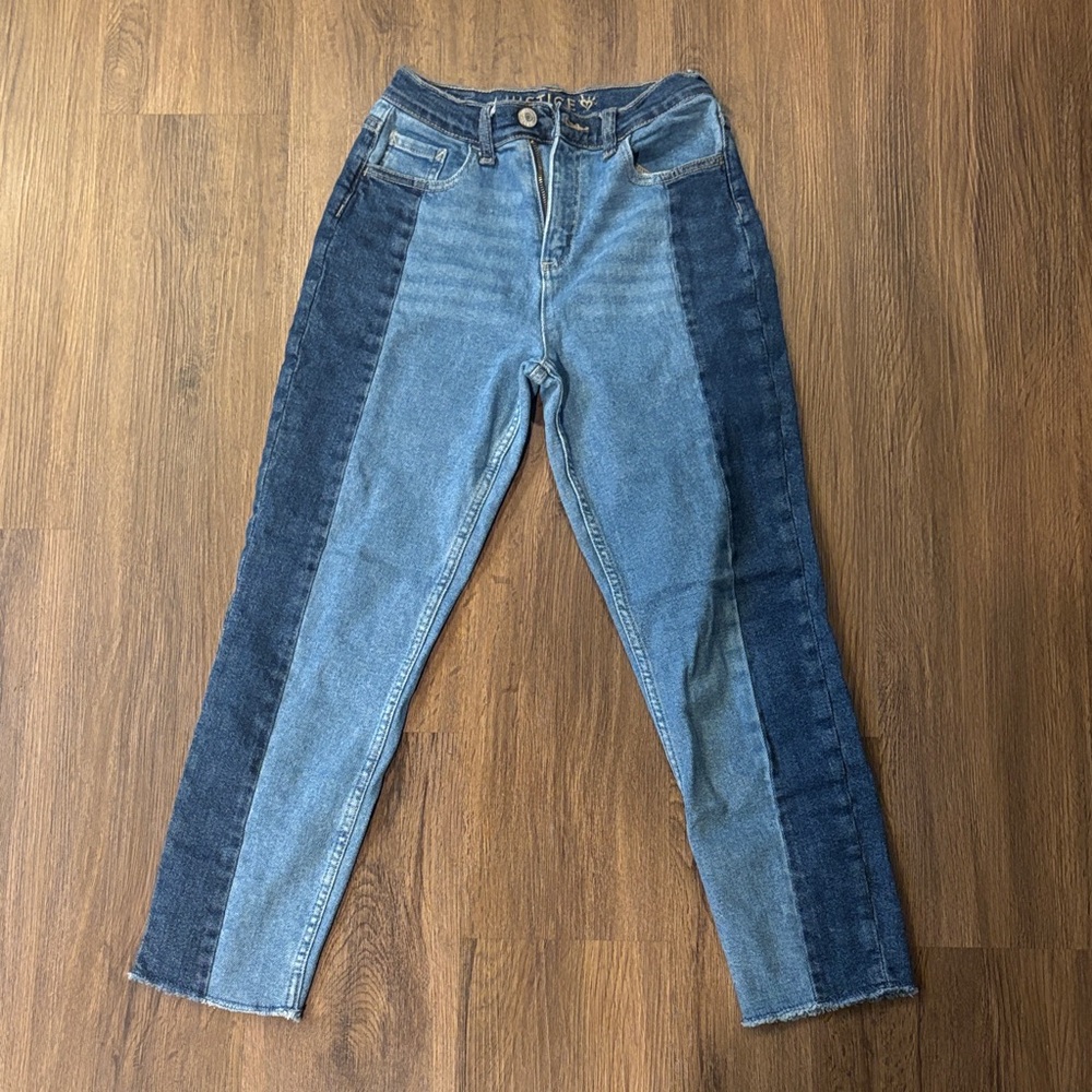 Justice Blue and Dark Blue Straight Leg Jeans